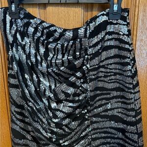 Bar III Black and Silver Sequin Pencil Skirt